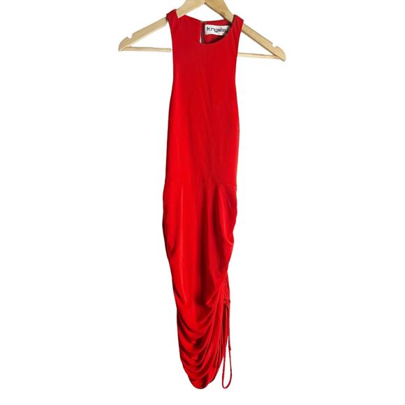 K.NGSLEY Ryan Red Ruched Sleeveless Bodycon Mini Dress Size Small - Picture 6 of 13